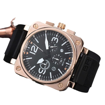 High-End BR Original Brand Watches For Mens High Quality Square Automatic Mechanical Watch Business Sports AAA Male Clock