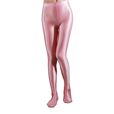 Glossy Shiny Leggings For Women's Ultra-thin Color Glossy Jumpsuit Leggings Dance Yoga Pants Smooth Surface Sports Leggings