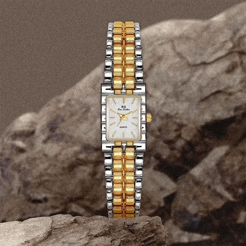 Luxury ladies’ watch retro elegant gold silver small square high quality watchchain gift watches for women