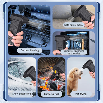 Electric Air Duster with Light 130000RPM 4 Speed Adjustable Cordless Portable Jet Dry Blower with Removable Suction and Brush No