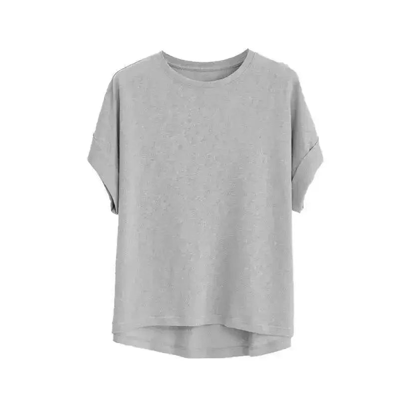 Women's Linen Round Neck Transparent Tops