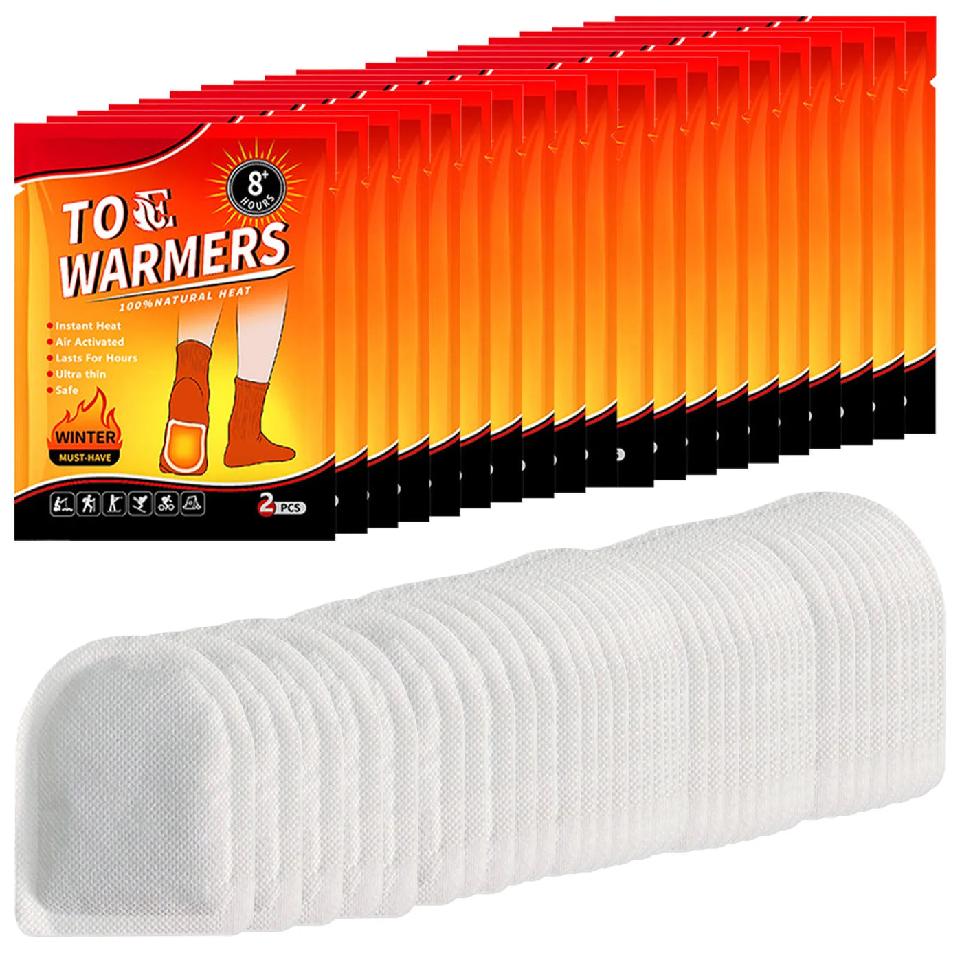20 Pair Toe Warmers Easily Apply with Adhesive Foot Warmers Disposable Feet Warmers Heat Pads for Outdoor Hiking Skiing Sports