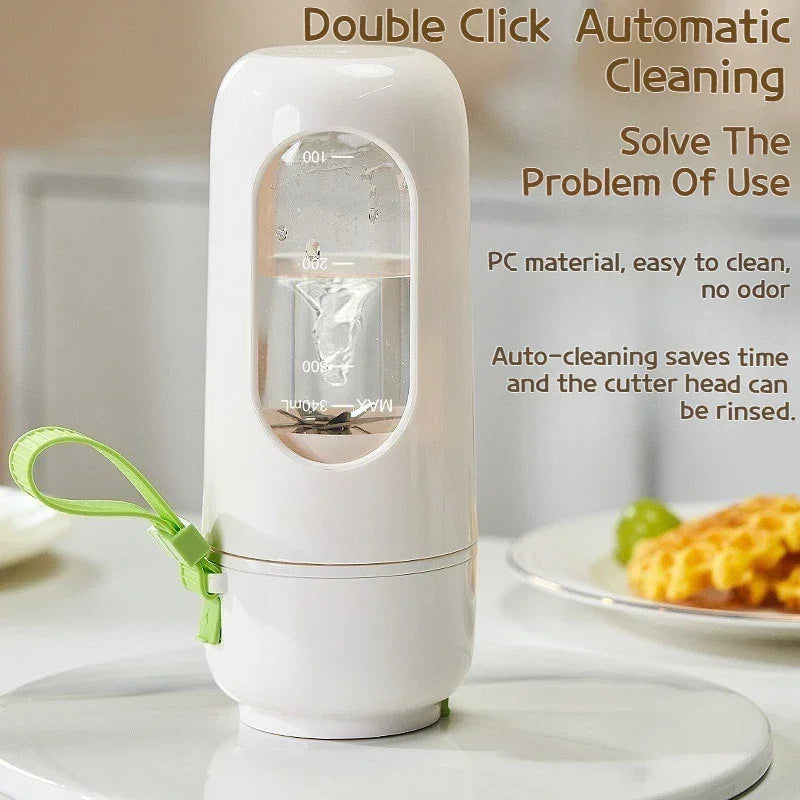 Portable Electric Blender Cup for Smoothies, Shaved Ice, and Juices - 12-Blade Stainless Steel with Wireless Charging Function