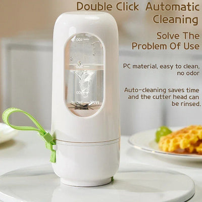 Portable Electric Blender Cup for Smoothies, Shaved Ice, and Juices - 12-Blade Stainless Steel with Wireless Charging Function