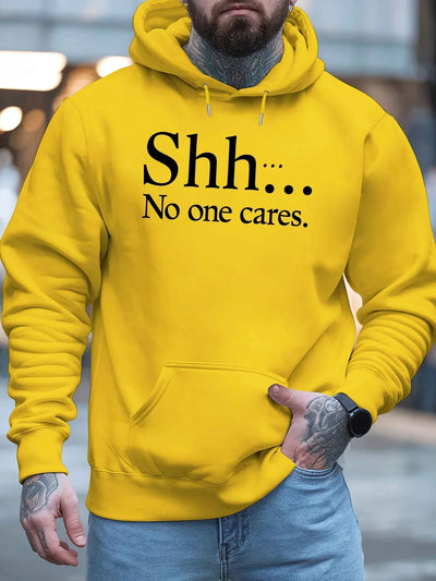 Shh No One Cares New Men'S Printed Autumn And Winter Sweatshirts, Versatile Spring Autumn Hooded Trendy Brand Sweatshirts