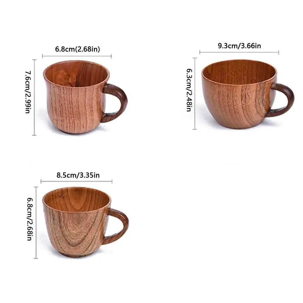 Drinkware Vintage Wooden Tea Cup Handmade Japanese Style Drinking Cup Solid Wood with Handle Wood Coffee Mug Home