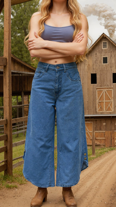 Women's Wide Leg Jeans Trendy High Waist Stretchy Baggy Denim Trousers Casual Loose Fit Pants