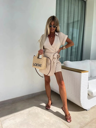 Jumpsuit Women Overalls Letter Print V Neck Cotton Linen Bodysuits Loose Trousers Summer Romper Sexy Streetwear Elegant Bodysuit