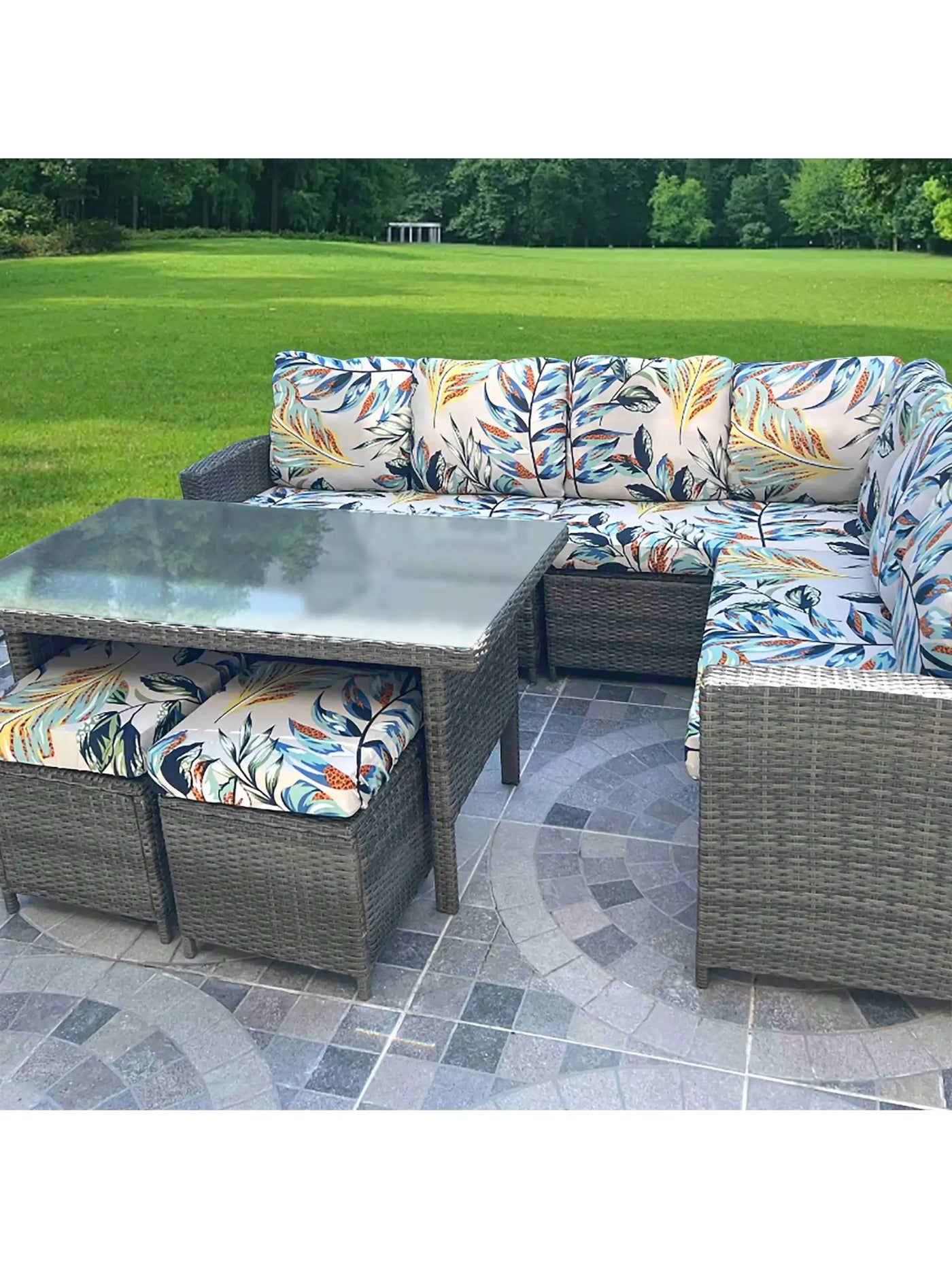 Outdoor Tropical Print Sofa Cushion Covers - Non-Slip Furniture Protectors, Replacement for Individual Seat Cushions