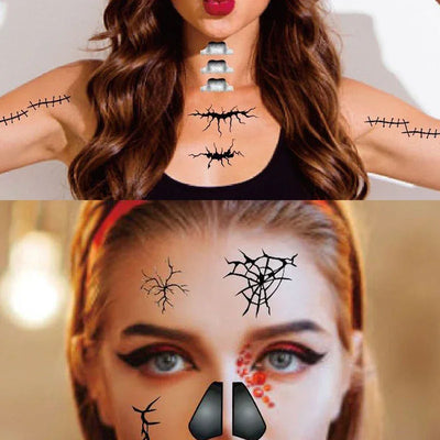 Temporary Tattoos for Women Adult Kids Girl Halloween Spider Web Tattoo Face False Waterproof Sticker Neck Arm Hands Tattoos