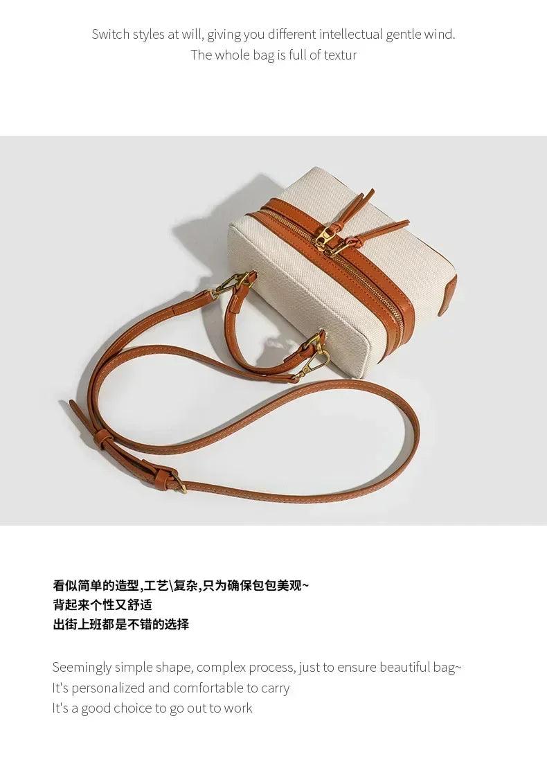 Fashion box women handbags designer thick canvas shoulder crossbody bags casual spring and summer small purses 2024