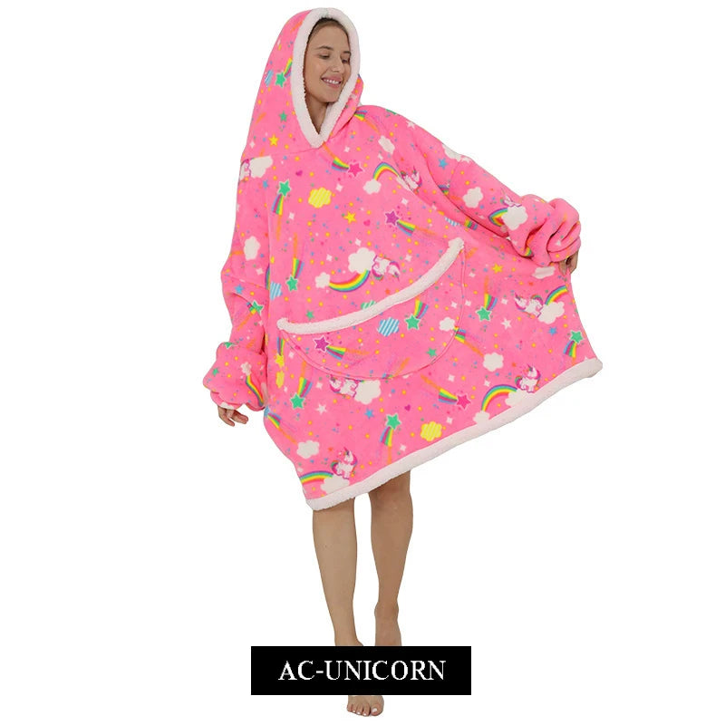 Blanket Hoodie Sherpa Fleece Oversized Wearable Blanket Warm Thick Big Hooded Sweatshirt Blanket for Women Adults Men Teens