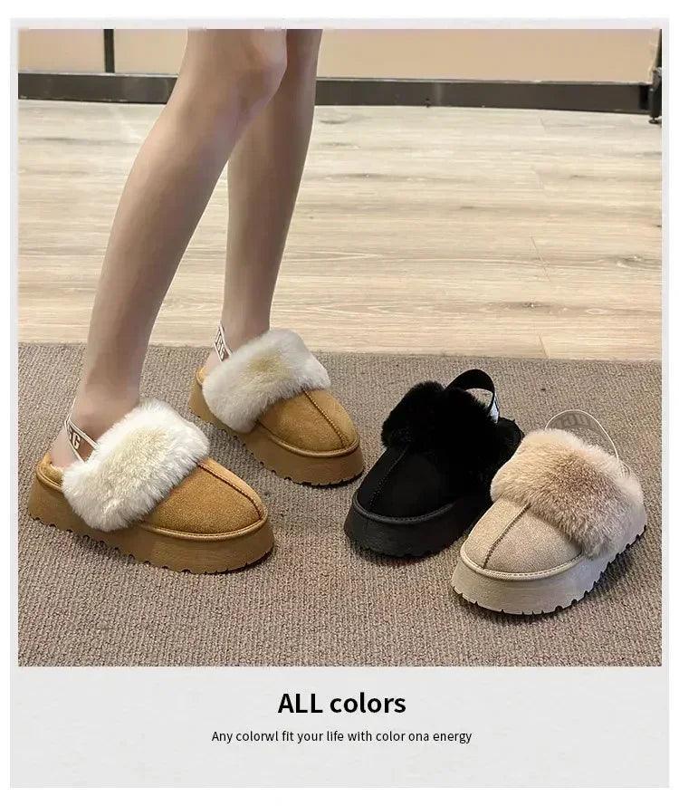2024 new winter snow boots for women - fur lined with thick fleece and warm cotton