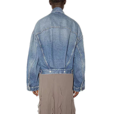 Dave&Di 2025 Minimalist Women's Denim Jacket Retro Washed Boyfriend Style Loose Bomber Jacket For Ladies