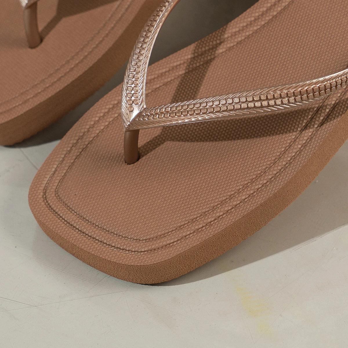 Summer Women Flip Flops casual solid color comfortable non-slip lightweight indoor outdoor beach square head EVA flat sandals