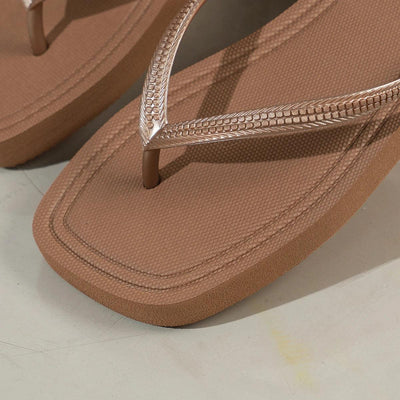 Summer Women Flip Flops casual solid color comfortable non-slip lightweight indoor outdoor beach square head EVA flat sandals