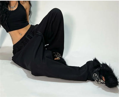 Casual Solid Sweatpants For Women High Waist Lace Up Loose Joggers Pant Classic Baggy Streetwear Female Sport Dance Trouser Y2K