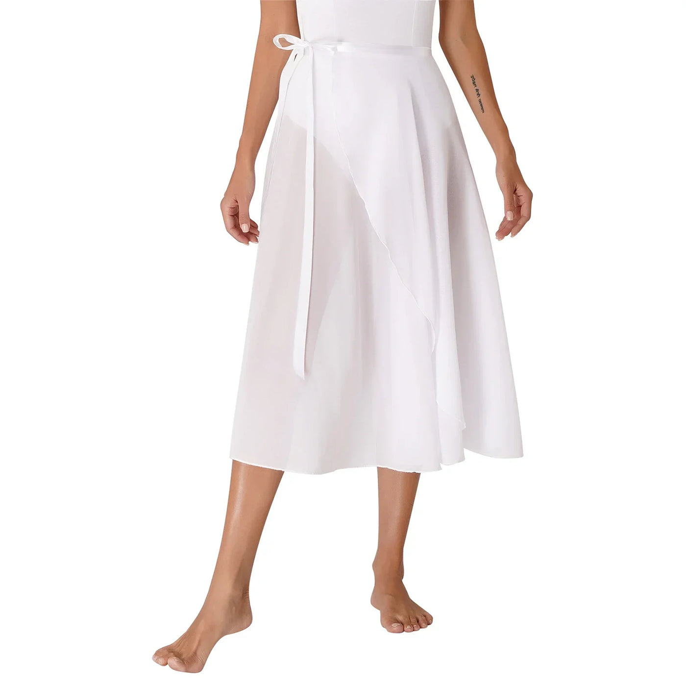 Womens Chiffon Lace-Up Flowy Skirt Ballet Modern Dance Training Costume Summer Solid Color High Waist Boho Midi Skirts Elegant