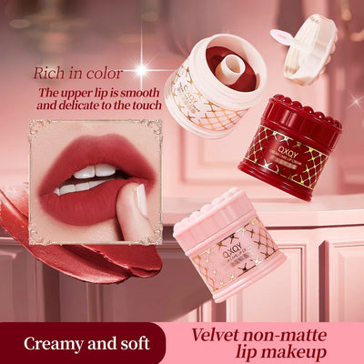 QXQY Cream Cake Lip Gloss, delicate texture, natural makeup, with lip brush lipstick cream