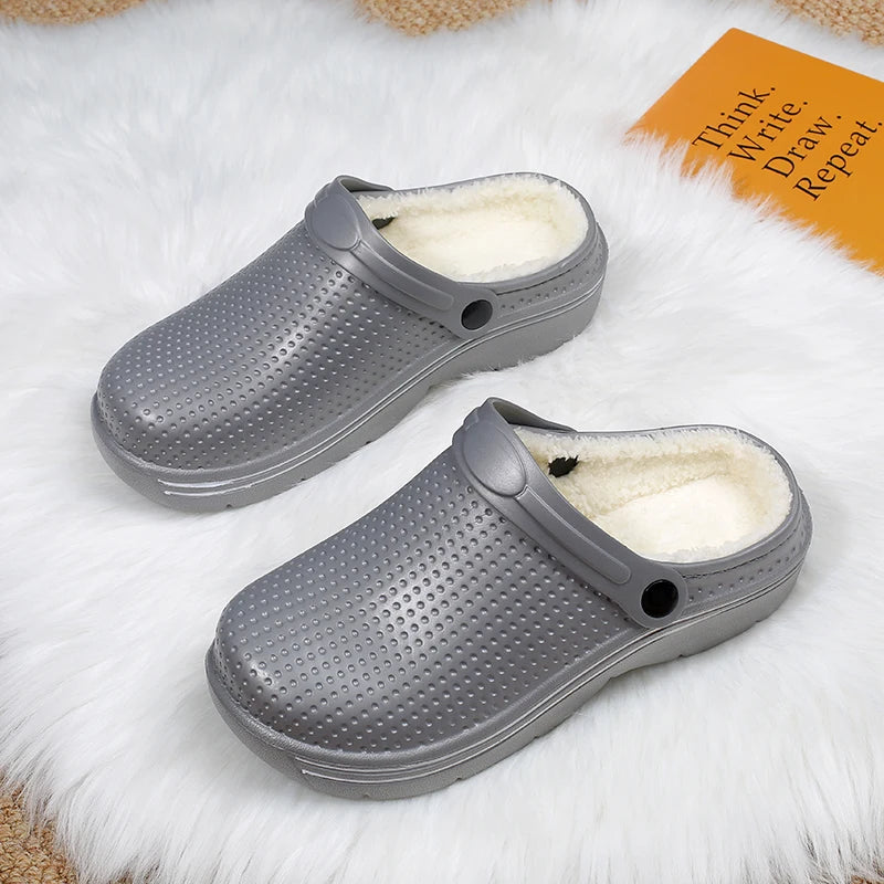 Men Slippers Winter Plush Warm Furry Slipper Couples Shoes Indoor Home Cotton Shoes Casual Flip-flops Slides Women's Slippers