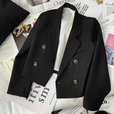 Lucyever 2025 Spring Fashion Women's Blazer Korean Style Office Cropped Blazers Women All-Match Street Long Sleeve Suit Jacket