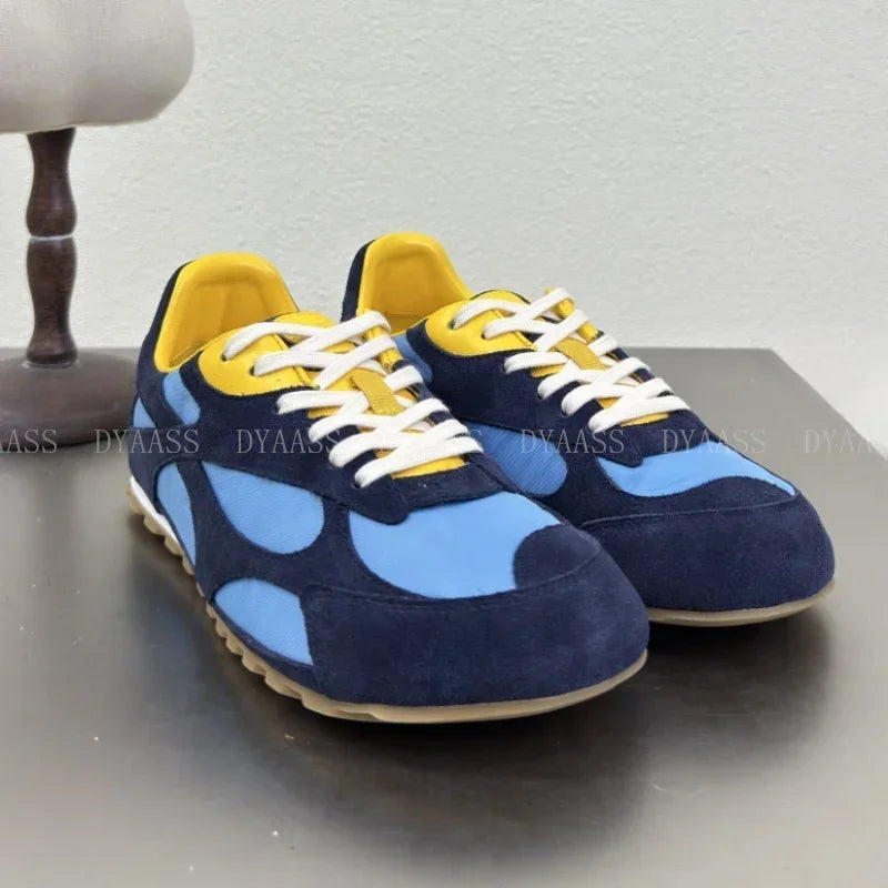 2025 Designer Women Sneakers Casual Shoes Women Men Lace Up Round Toe Flats Non Slip Comfort Concise  Mixed Color Walking Shoes