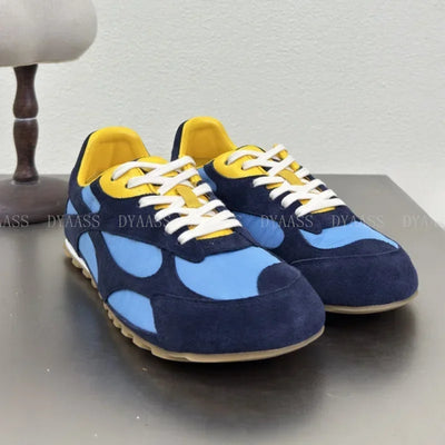 2025 Designer Women Sneakers Casual Shoes Women Men Lace Up Round Toe Flats Non Slip Comfort Concise  Mixed Color Walking Shoes