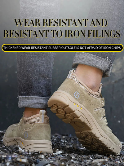 Men's safety shoes are impact resistant, puncture resistant, soft, comfortable, breathable, non slip, and lightweight work shoes