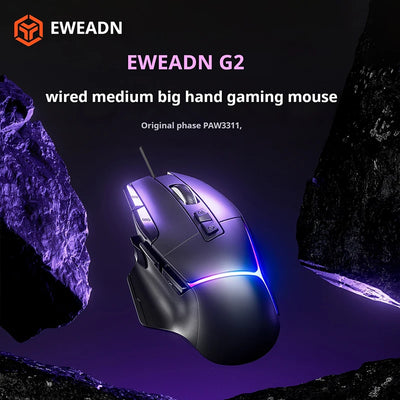 EWEADN Wired Gaming Mouse with High-Precision Sensor 10 Programmable Buttons RGB Backlight Lightweight Ergonomic Design Fast Res