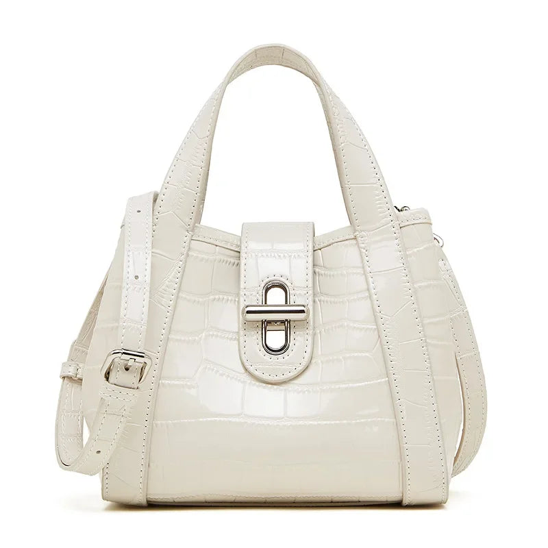 New 2025 Women Split Leather Tote Bag Designer Bucket Bags Handbag Female Shoulder Composite Bag Crossbody Shopping Bag