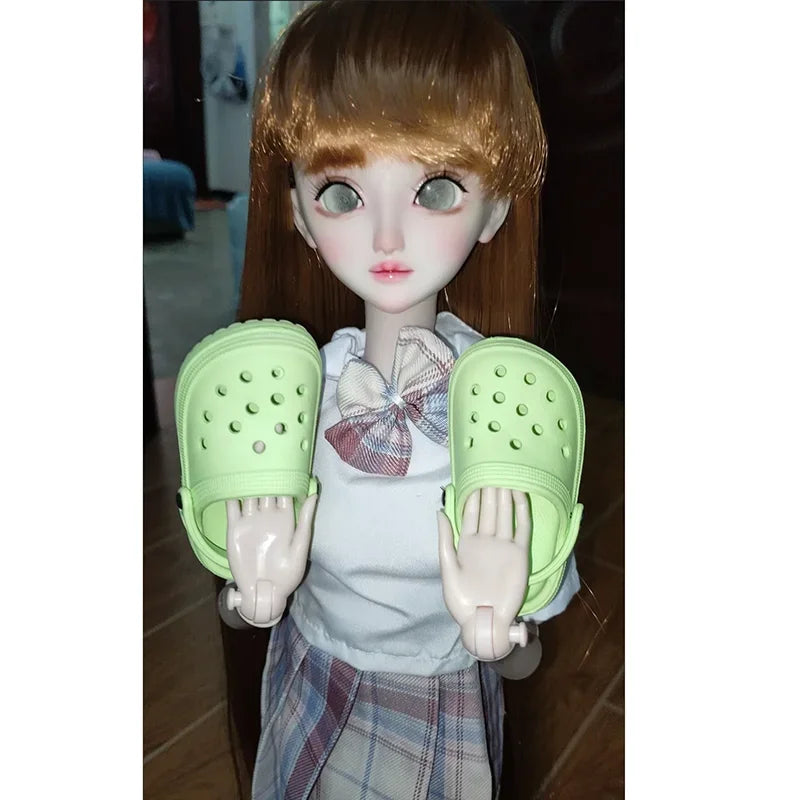 New 38cm Labubu Cute Hole Shoes Fashionable Canvas Shoes Labubu Clothes Summer Macaron Series Sandals 1/3 Bjd Shoes