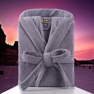Hooded Bathrobe Men 100% Cotton Long Terry Towel Big and Tall Towel Bathrobe Male Terry Cloth Bath Robe Sleeping Dressing Gown