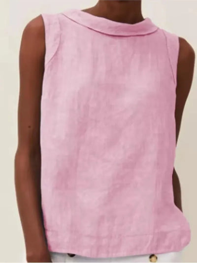 Solid Linen Women's Office Tops