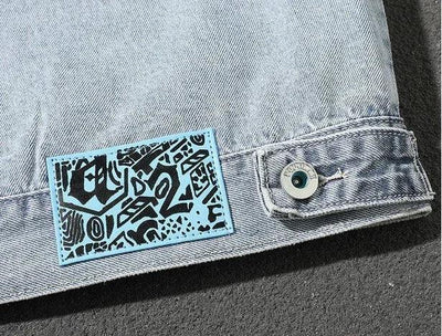 Jeans Coat for Men Letter Denim Jackets Man with Embroidery Light Designer Large Size Winter Oversize New in Korea Aesthetic L G