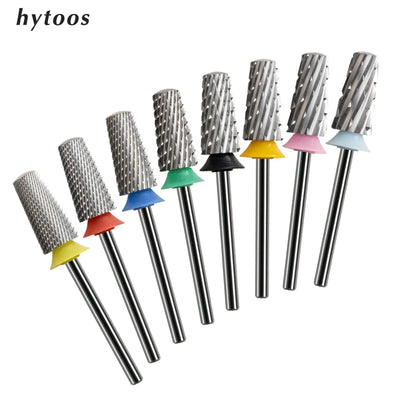 HYTOOS Safety Tapered Nail Drill Bits 3/32 Smooth Top Carbide Drill Bits for Nails Electric Drills File Accessories Removal Gel