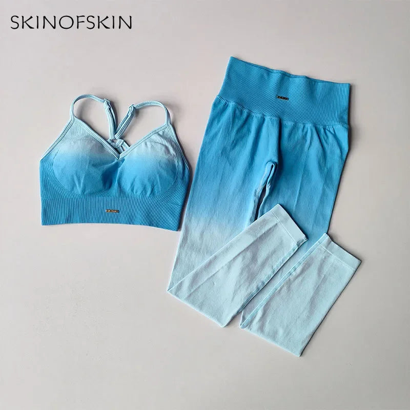 Seamless Sports Bras Gradient Yoga Suit