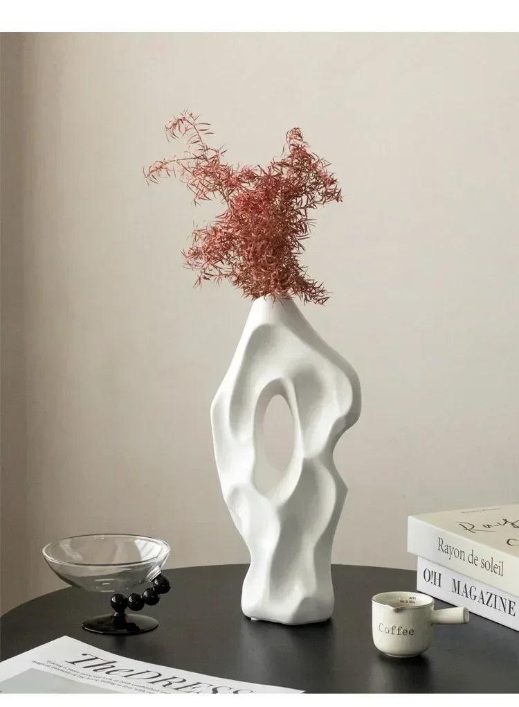 Irregular home living room desktop atmosphere decoration modern and minimalist ceramic vase flower arrangement