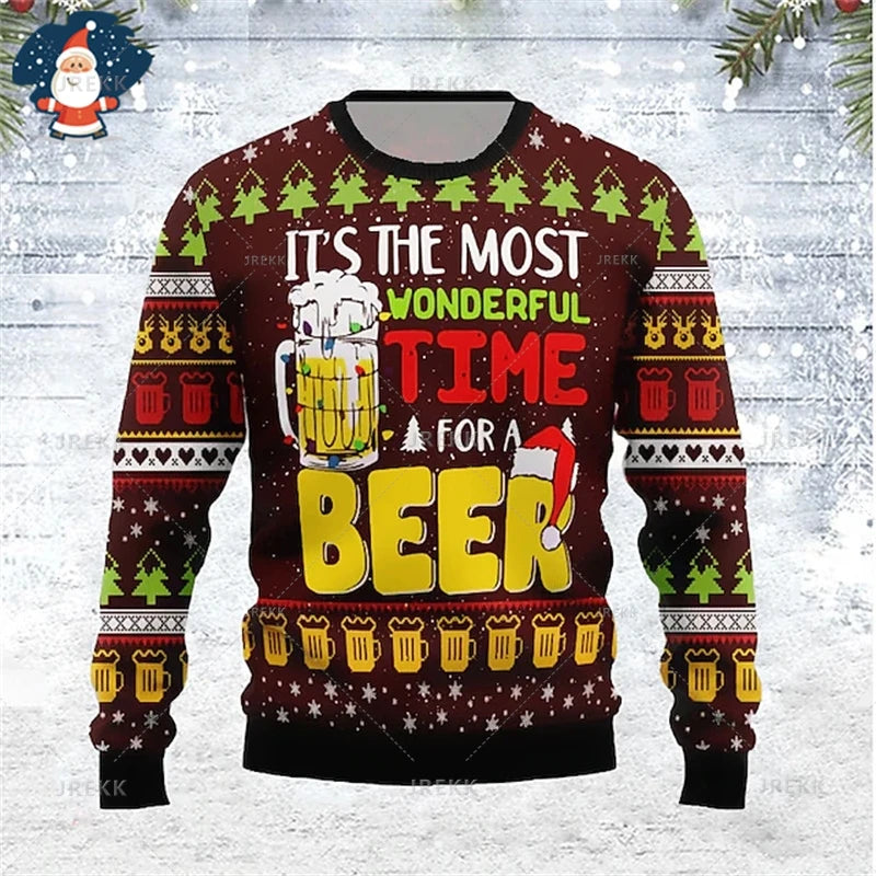 Happy Christmas Sweatshirts Mens Ugly Christmas Sweater Funny Fashion New In Sweaters Women Ugly Sweaters Christmas Jumpers Men