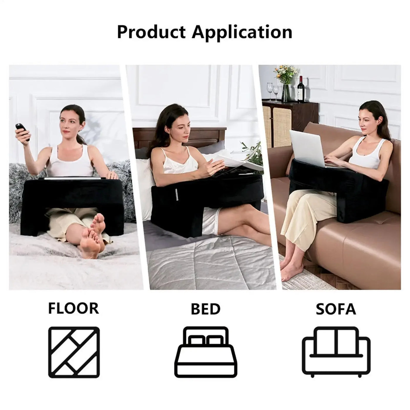 Laptop Pillow Reading Pillow With Side Pocket Ergonomic Cushion For Adults Working Study Bed Sofa Floor Dorm Living Room Bedroom