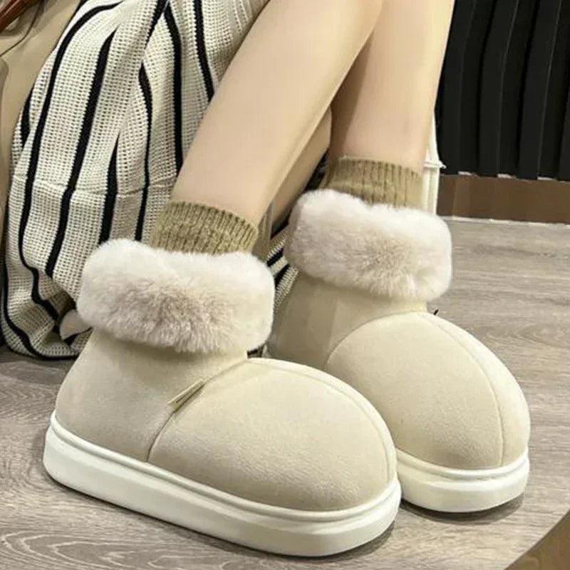 Kidmi classic fur boots for women winter outdoor fashion ankle long padded new indoor warm shoes