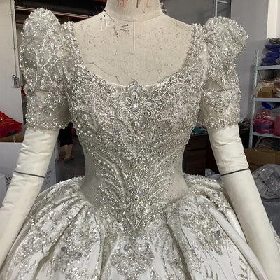 Elegant Ball Gown Short Sleeves Women Wedding Dresses Popular Organza Bridal Gowns Customized Ball Princess Vestido De Novia