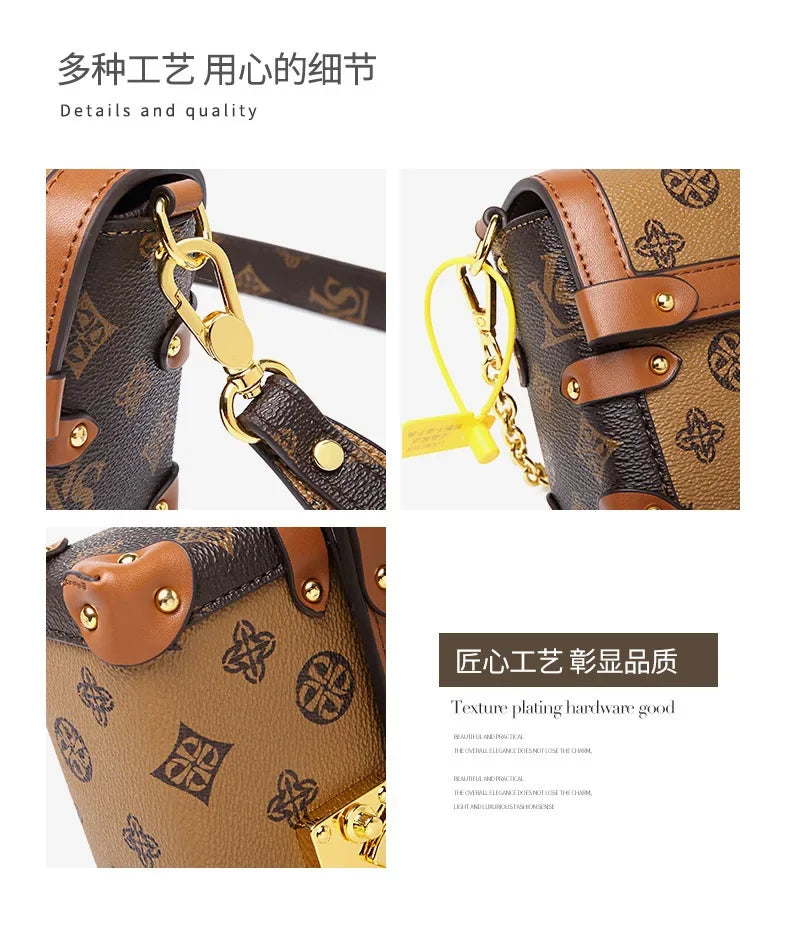 Women's Leather Hand Bag Fashionable And Elegant By Famous Designer Luxury Brand Classic Shoulder For Daily