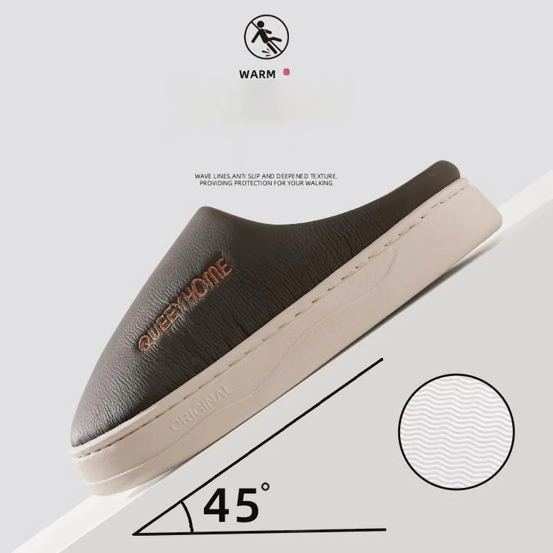Indoor Home Comfort 2025 New Winter Slippers for Men & Women: Plush Warm Fleece Lining, Anti-Slip Thick Sole