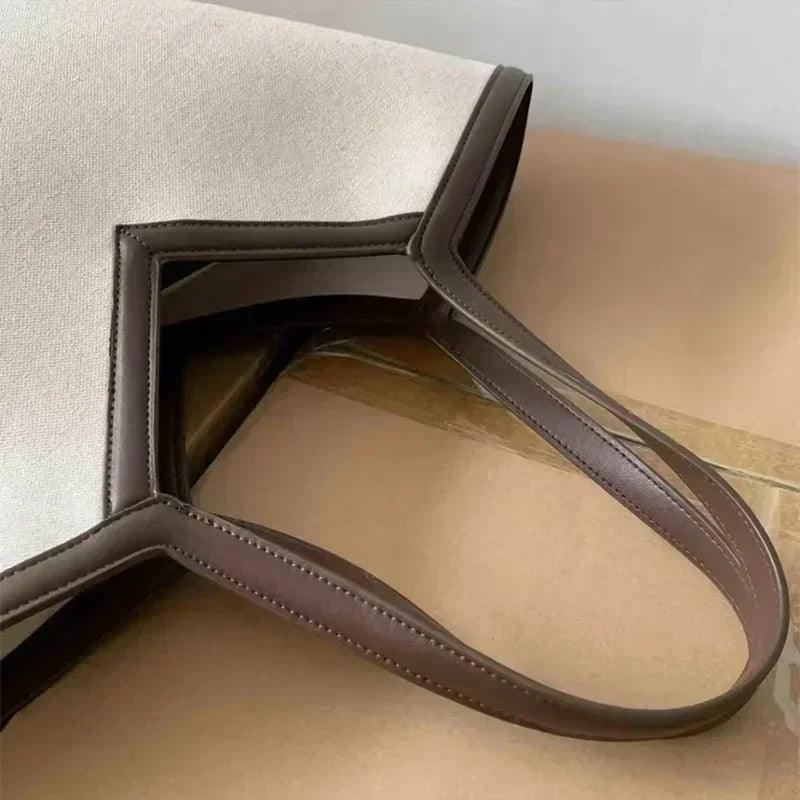 Fashion brand designer tote bags light luxury high-end v-shaped handbag simple versatile canvas bag large capacity