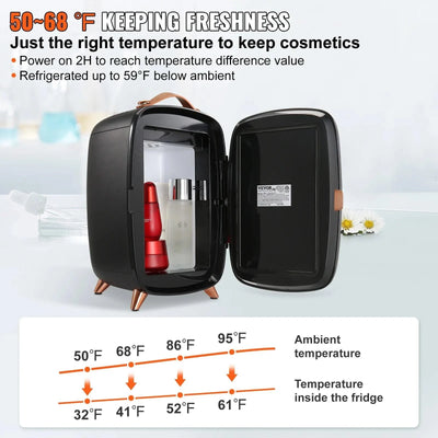 VEVOR 6L Mini Cosmetics Fridge Single Door Electric Refrigeration Keep Cooling Mask Beverage for Household Dormitory Car Use