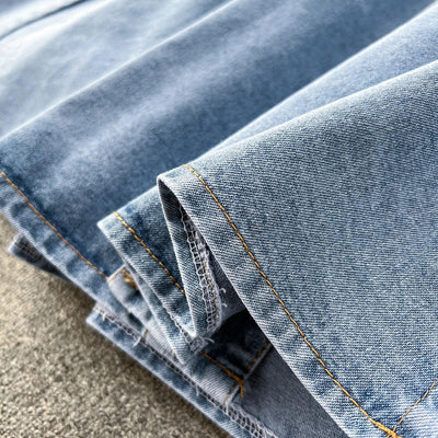 Designer Denim Dress Women Long Dresses Single Breasted Big Turn-down Collar Waist Slimming Temperament Split A-Line Vestidos