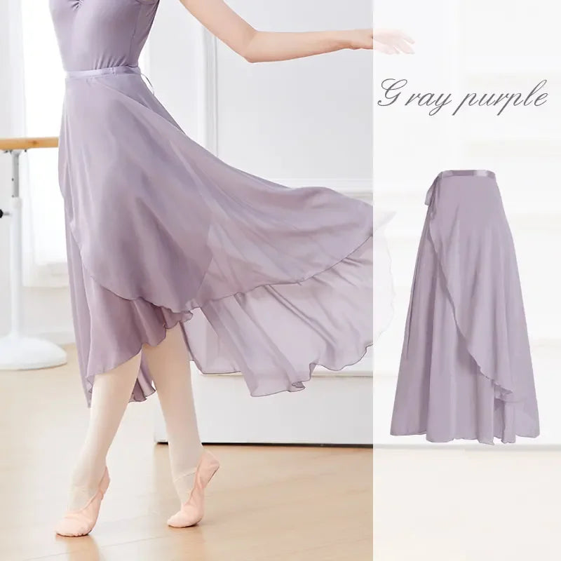 Ballet Skirts Women Long Chiffon Dance Skirt Fairy Chiffon Long Ballet Tutu Dress Dance Costumes Tie Up Dress