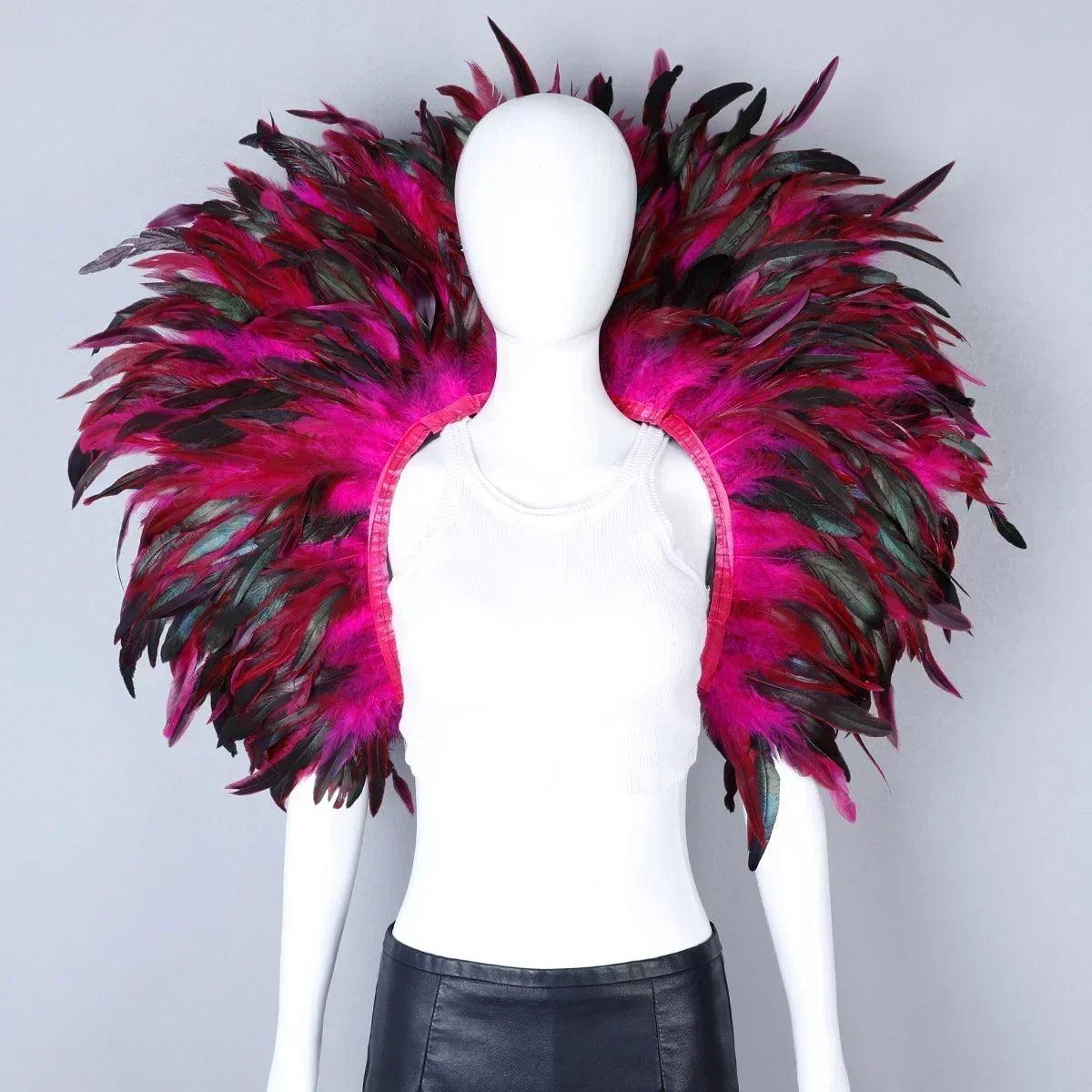 Designer feather scarf (punk halloween carnival masked ball party)accessory