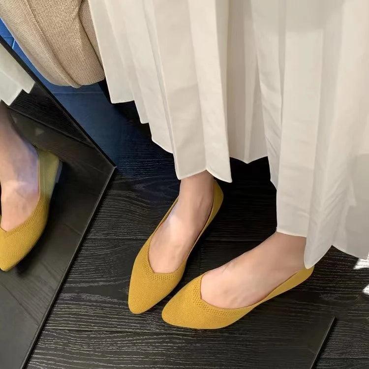 Women’s ballet casual shoes slip-on flats knitting ballerina pointe
