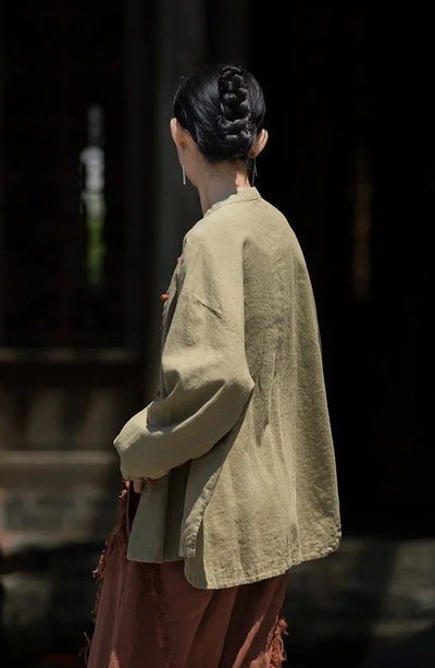 Women's Literary Vintage Ramie Linen Tops